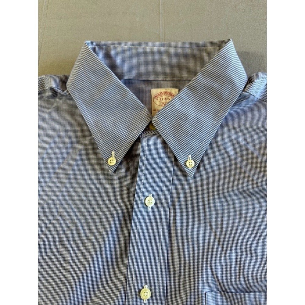 BROOKS BROTHERS‎ Shirt 17 Blue Mens Non Iron Dress Long Sleeve 346
